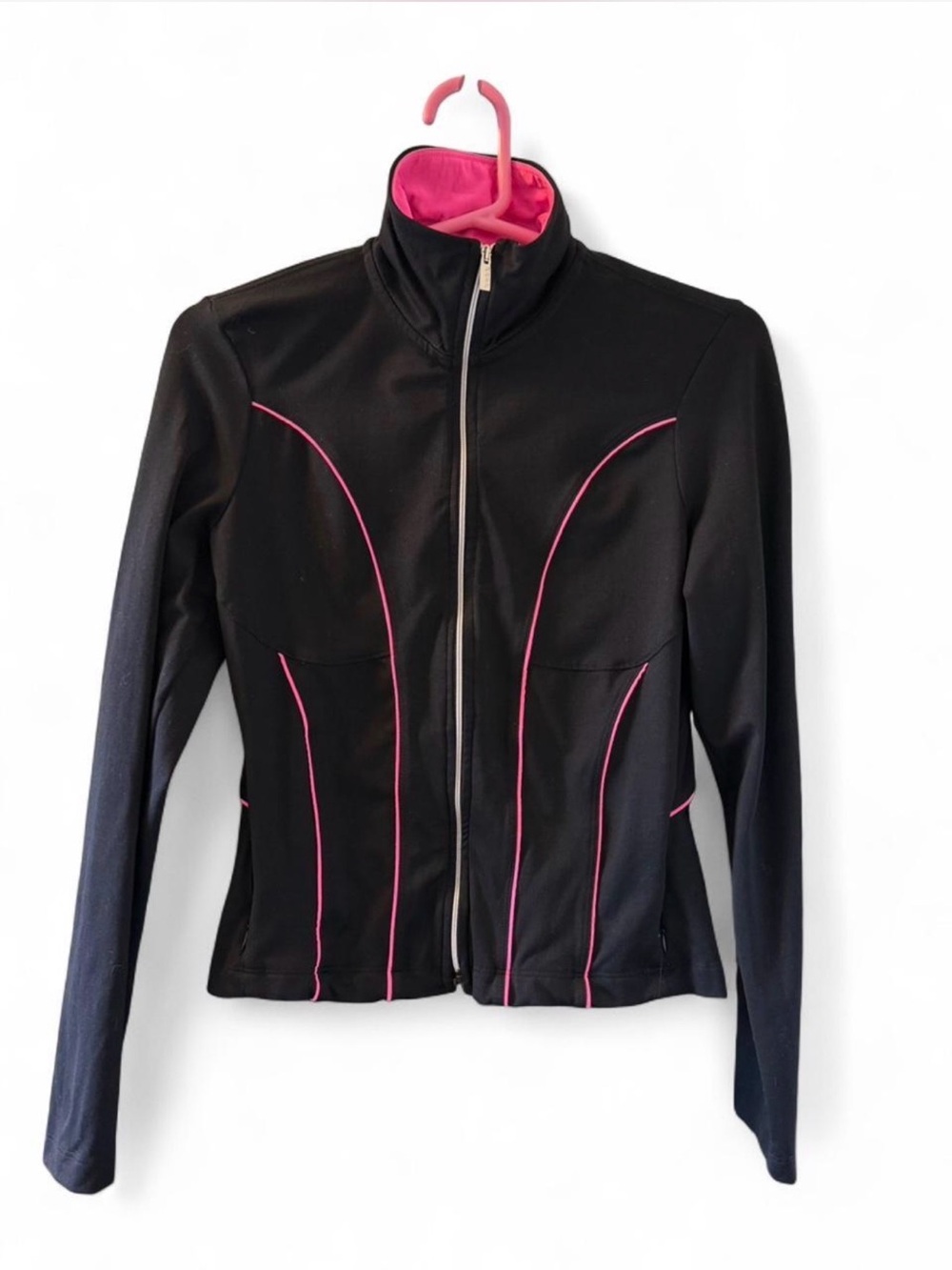 BEBE Sport Athlesiure Pink & Black Zip Up size M